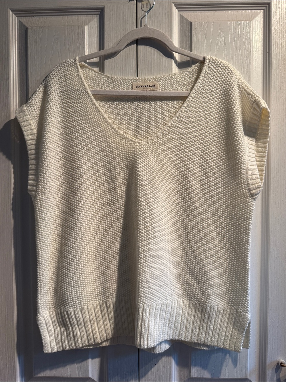 Lucky Brand Ivory V-Neck Knit Sweater Vest